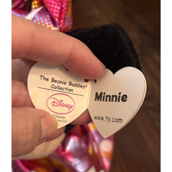 NWT Disney's Minnie Mouse Ty Sparkle Pink Purple Polka Dots Bow Heels 16" Tall - Picture 3 of 5